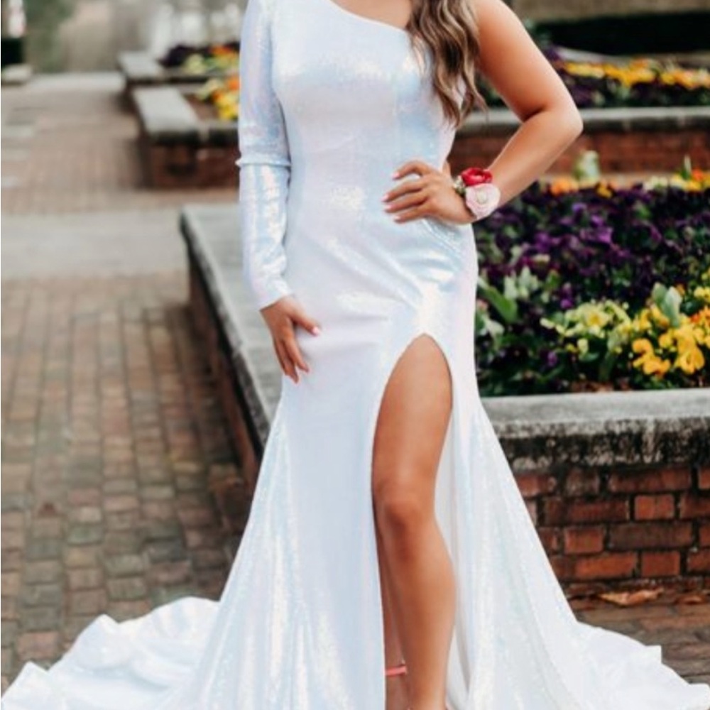 Stunning One-Shoulder White Gown